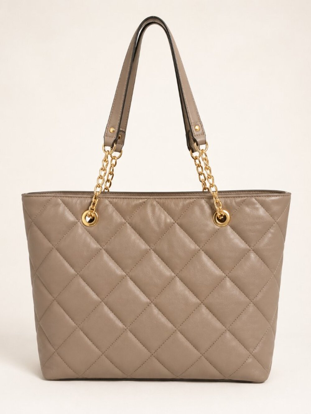 Gilda Paris Taupe Quilted Large Tote Bag NWT